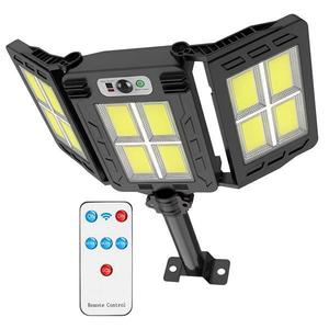 Lampa Solara Stradala 12 Led-uri Teno®, 3 capete, control prin telecomanda, Waterproof, exterior, negru imagine