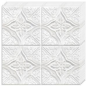 Set 50x Tapet 3D Teno®, suprafata acoperire 24.5 mp, autoadeziv, Model Floral Diamant, 70x70 cm, alb imagine