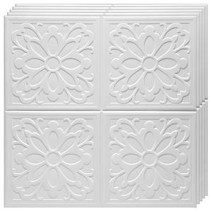 Set 30x Tapet 3D Teno®, suprafata acoperire 14.7 mp, autoadeziv, Model Floare Patrat, 70x77 cm, alb imagine