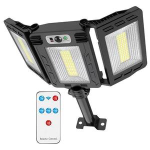 Lampa Solara Stradala 240 Led-uri Teno®, 3 capete, control prin telecomanda, waterproof, exterior, negru imagine