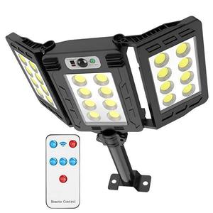Lampa Solara Stradala 24 Led-uri Teno®, tip bec, 3 capete, control prin telecomanda, Waterproof, exterior, negru imagine
