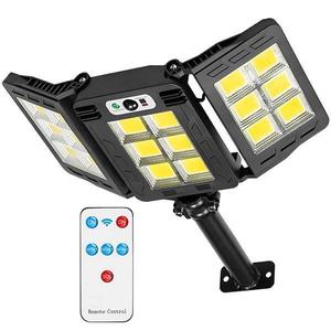 Lampa Solara Stradala 18 Led-uri Teno®, 3 capete, control prin telecomanda, senzor de miscare, Waterproof, exterior, negru imagine