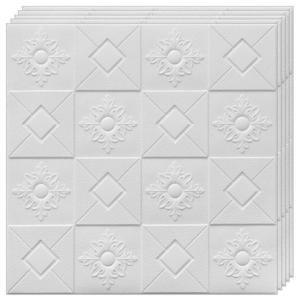 Set 30x Tapet 3D Teno®, suprafata acoperire 14.7 mp, autoadeziv, Model Patrate si Romburi, 70x77 cm, alb imagine