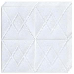 Set 20x Tapet 3D Teno®, suprafata acoperire 9.8 mp, autoadeziv, Model Romburi, 70x77 cm, alb imagine