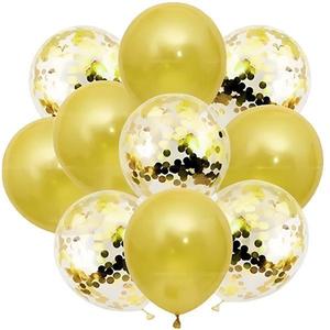 Set 10 Baloane Teno®, Confeti, pentru Petreceri/Aniversari/Evenimente, o singura dimensiune, 2 culori, latex, gold imagine