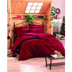 Lenjerie de pat pentru o persoana (DE), Stripe - Claret Red v2, Cotton Box, Bumbac Satinat imagine
