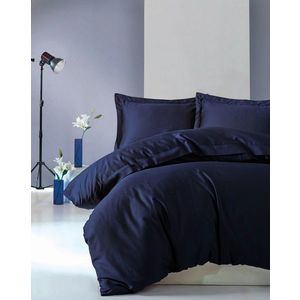 Lenjerie de pat pentru o persoana Single XXL (DE), Elegant - Dark Blue, Cotton Box, Bumbac Satinat imagine