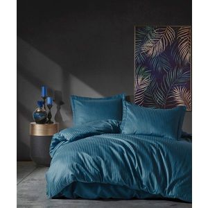 Lenjerie de pat pentru o persoana Single XXL (DE), Stripe - Blue, Cotton Box, Bumbac Satinat imagine