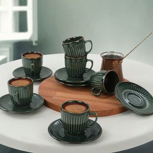 Set cesti de cafea, Keramika, 275KRM1654, Ceramica, Verde inchis imagine