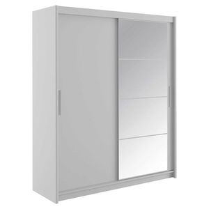 Dulap pentru haine Elodie, Pakoworld, cu 2 usi glisante si oglinda, 180x61x216 cm, MDF/PAL, alb imagine