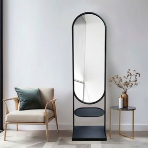 Oglinda de podea Anelsa, Pakoworld, 45.5x180 cm, MDF/sticla/metal, negru imagine