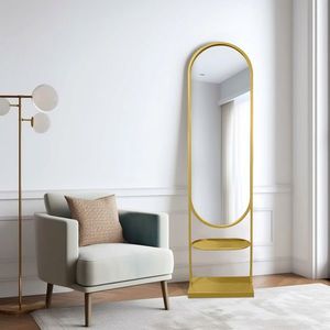 Oglinda de podea Anelsa, Pakoworld, 45.5x180 cm, MDF/sticla/metal, auriu imagine