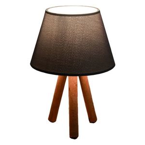 Lampa de masa PWL-1071, Pakoworld, 22x22x32 cm, lemn/PVC/textil, antracit/maro imagine