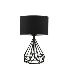 Lampa de masa PWL-1079, Pakoworld, 24x24x41 cm, textil/metal, negru imagine