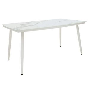 Masa pentru gradina Zeren, Pakoworld, 160x90x78 cm, sticla/metal, alb marmorat imagine