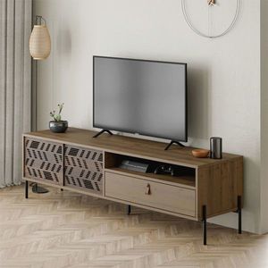 Comoda TV Melati, Pakoworld, 170x45x48.5 cm, MDF/PAL/metal, negru/maro imagine