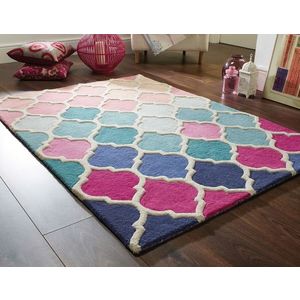 Covor Rosella Pink/Blue, Flair Rugs, 80x150 cm, lana, multicolor imagine