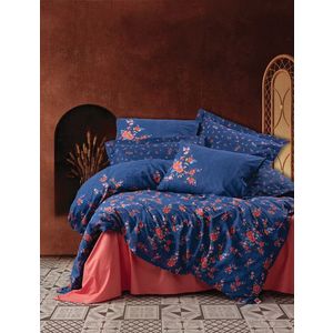 Lenjerie de pat pentru o persoana (FR), Emery - Dark Blue, Cotton Box, Bumbac Ranforce imagine