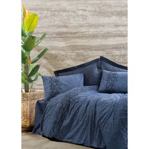 Lenjerie de pat pentru o persoana (DE), Sooty - Denim Blue, Cotton Box, Bumbac Ranforce imagine