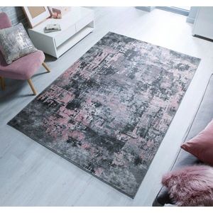 Covor Wonderlust, Flair Rugs, 80x150 cm, polipropilena, gri/roz imagine