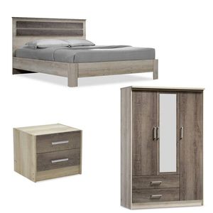 Set mobilier dormitor 3 piese DreamCatcher1, Pakoworld, pat 160x200 / dulap haine / noptiera, castillo/toro imagine