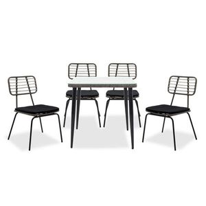 Set mobilier de gradina 5 piese Naoki, Pakoworld, masa si 4 scaune, metal/ratan sintetic, negru/gri imagine