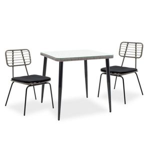 Set mobilier de gradina 3 piese Naoki, Pakoworld, masa cu 2 scaune, metal/ratan sintetic, negru/gri imagine
