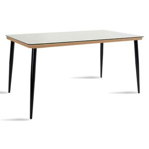 Masa pentru gradina Naoki, Pakoworld, 160x90x78 cm, metal/sticla/ratan sintetic, negru/natural imagine