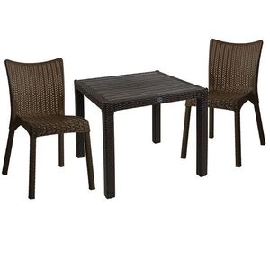 Set mobilier de gradina 3 piese Explore-Confident, Pakoworld, masa cu 2 scaune, 90x90x73.5 cm, polipropilena, maro imagine