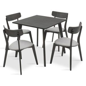 Set masa si 4 scaune Benson Toto, Pakoworld, 80x80x75 cm, MDF/textil, gri imagine