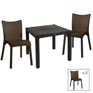 Set mobilier de gradina 5 piese Explore-Confident, Pakoworld, masa si 4 scaune, 90x90x73.5 cm, polipropilena, maro imagine