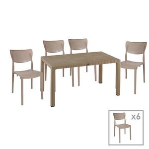 Set mobilier de gradina 7 piese Explore-Ignite, Pakoworld, masa si 6 scaune, 150x90x73.5 cm, polipropilena, cappuccino imagine