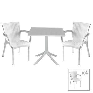 Set mobilier de gradina 5 piese Groovy-Festive, Pakoworld, masa cu 4 scaune, 80x80x74.5 cm, polipropilena, alb imagine