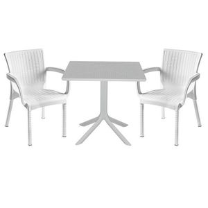 Set mobilier de gradina 3 piese Groovy-Festive, Pakoworld, masa cu 2 scaune, 80x80x74.5 cm, polipropilena, alb imagine