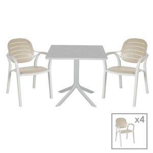 Set mobilier de gradina 5 piese Groovy-Gentle, Pakoworld, masa cu 4 scaune, 80x80x74.5 cm, polipropilena, alb imagine