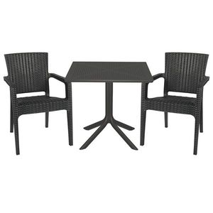 Set mobilier de gradina 3 piese Groovy-Halcyon, Pakoworld, masa cu 2 scaune, 80x80x74.5 cm, polipropilena, gri inchis imagine