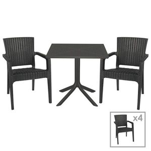 Set mobilier de gradina 5 piese Groovy-Halcyon, Pakoworld, masa si 4 scaune, 80x80x74.5 cm, polipropilena, gri inchis imagine