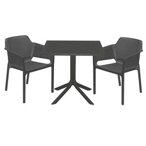Set mobilier de gradina 3 piese Groovy-Integral, Pakoworld, masa cu 2 scaune, 80x80x74.5 cm, polipropilena, cappuccino imagine