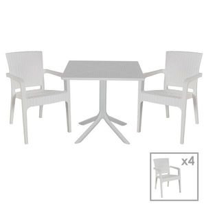 Set mobilier de gradina 5 piese Groovy-Halcyon, Pakoworld, masa cu 4 scaune, 80x80x74.5 cm, polipropilena, alb imagine