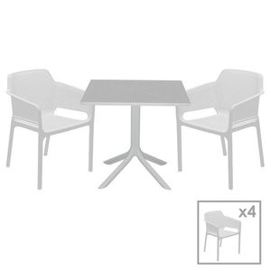 Set mobilier de gradina 5 piese Groovy-Integral, Pakoworld, masa cu 4 scaune, 80x80x74.5 cm, polipropilena, alb imagine
