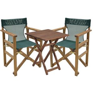 Set mobilier de gradina 3 piese Retto, Pakoworld, masa cu 2 scaune, 70x70x71 cm, lemn masiv de fag/PVC perforat, verde imagine