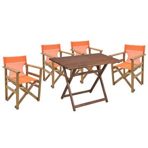Set mobilier de gradina 5 piese Retto, Pakoworld, masa si 4 scaune, 100x60x71 cm, lemn masiv de fag/PVC perforat, portocaliu imagine