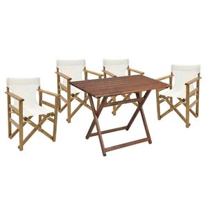 Set mobilier de gradina 5 piese Retto, Pakoworld, masa si 4 scaune, 100x60x71 cm, lemn masiv de fag/PVC perforat, alb imagine