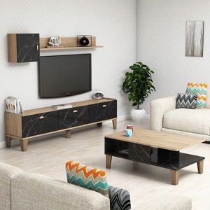 Set mobilier living, Almaren, Sumer G5030, PAL, Stejar / Marmură imagine