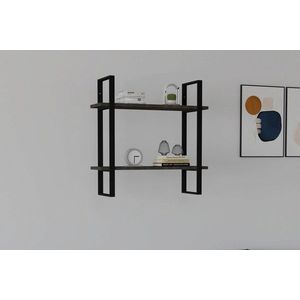 Raft de perete, Asse Home, Buba, 70x70x22 cm, Antracit / Nuc imagine