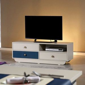Comoda TV, Comforty, Casablanca, 140x48x41 cm, Alb/Albastru imagine