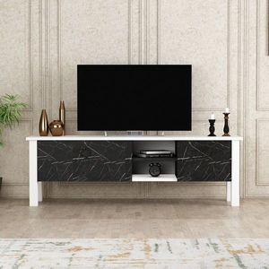 Comoda TV, Coraline, Rose, 140x44.8x35 cm, Alb/Negru imagine