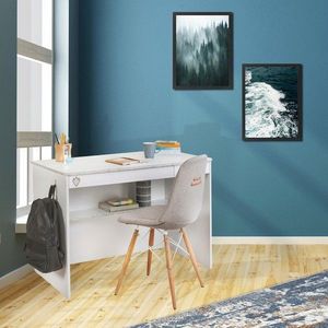 Birou, Çilek, White Study Desk, 113x75x59 cm, Multicolor imagine