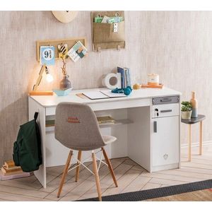 Birou, Çilek, White Wide Study Desk, 138x75x58 cm, Multicolor imagine