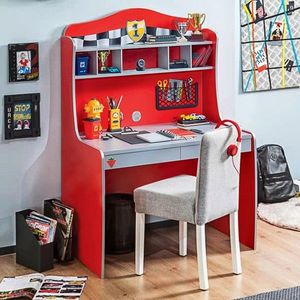 Birou, Çilek, Race Cup Desk With Unit, 103x151x68 cm, Multicolor imagine